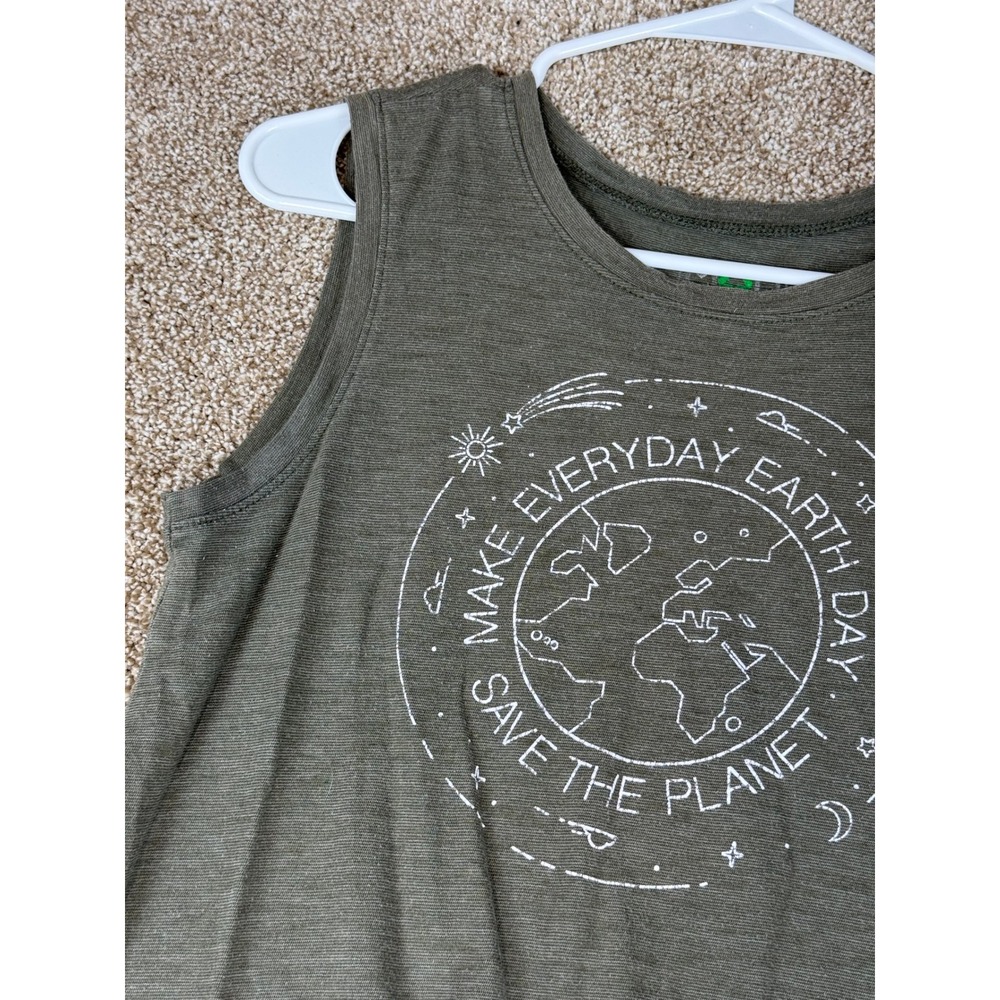 Modern Lux Womens Earth Day Save The Planet Tie Front Tank Top Olive S Nature